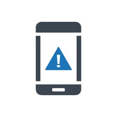 Mobile phone with a warning sign icon