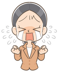 大泣きするスーツ姿の女性
