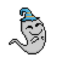 Pixel art ghost design isolated