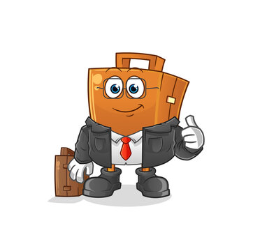 suitcase office worker mascot. cartoon vector