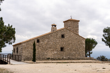 Rear part of the hermitage of Sant Esteve, in Ontinyent (Valencia, Spain) on a cloudy morning.-