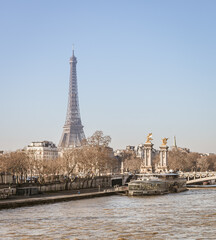 Eiffel Tower and river Seine in Paris, France.