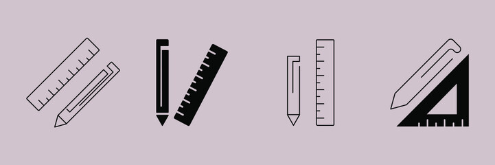 Pencil and ruler icons  symbol vector elements for infographic web