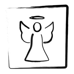 angel brush strokes in a frame, vector illustration.