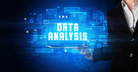 Person holding tablet, security concept