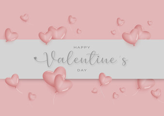 Cute valentines day banner with hearts and greeting message