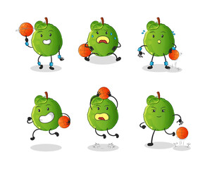 Fototapeta premium guava basketball player group character. mascot vector