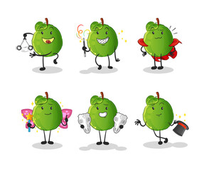 guava magic group character. cartoon mascot vector