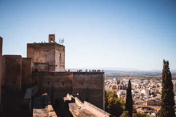 Historical palace complex of Alhambra in small Spanish town Granada