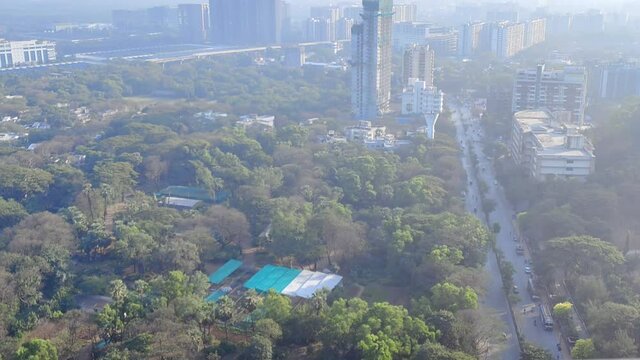 Powai Vikhroli Mumbai city aerial view shot from Kailas business park