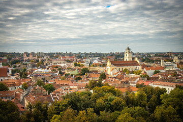 Naklejka na ściany i meble view from above, vilnius, lithuania, baltic countries, baltics, europe, autumn