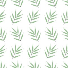 Naklejka premium simple cute floral pattern - beautiful little green leaves of a plant on a white background