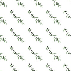 simple cute floral pattern - beautiful little olives leaves of a plant on a white background