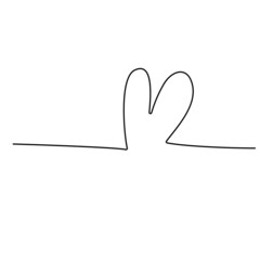 Sketchy, contour silhouette of the ears of a hare, a rabbit. Continuous one line drawing. Isolated vector illustration with black line on white background. Line art.