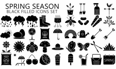 Spring season icons set. Garden, Flowers and Gardening Equipment. Collection modern elements and symbols. Used for modern concepts, web, UI, UX kit  and applications. EPS 10 ready to convert to SVG.