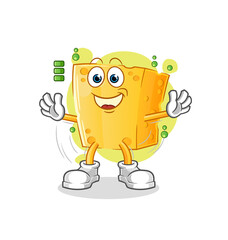 cheese full battery character. cartoon mascot vector