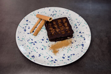  dessert with cinnamon sticks