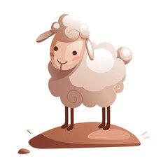 Cartoon cute toy white sheep. Detailed vector illustration.