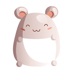 Cartoon cute toy mouse is smiling. Detailed vector illustration.