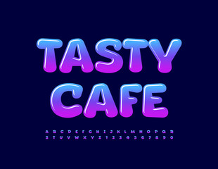 Fototapeta premium Vector creative logo Tasty Cafe with gradient Alphabet Letters and Numbers set. Colorful glossy Font