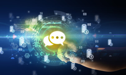 touching with soft gesture multimedia screen with future technology concept