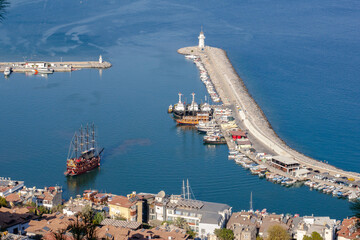 turkey view of the port country and with some sail ships
