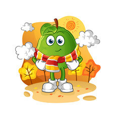 guava in the autumn. cartoon mascot vector