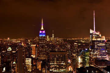 Fototapeta na wymiar ニューヨークのダウンタウン・マンハッタン、アメリカ夜景観光