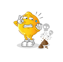lemon with stinky waste illustration. character vector