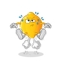 lemon fart jumping illustration. character vector