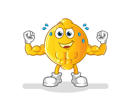 lemon muscular cartoon. cartoon mascot vector
