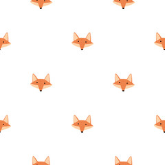 Fox pattern seamless in freehand style. Head animals on colorful background. Vector illustration for textile.