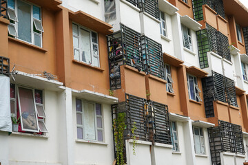 Obraz premium Hotels, apartments, flats are places to live for people in big cities where land prices are very limited and expensive.