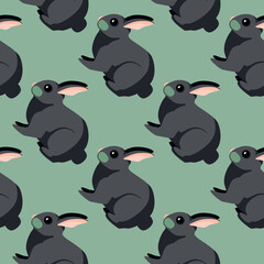 Seamless pattern of rabbit. Domestic animals on colorful background. Vector illustration for textile.
