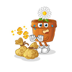 flower pot refuse money illustration. character vector