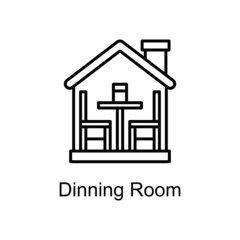 Dinning Room vector Outline Icon Design illustration. Home Improvements Symbol on White background EPS 10 File