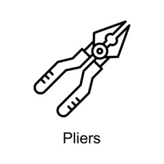 Pliers vector Outline Icon Design illustration. Home Improvements Symbol on White background EPS 10 File