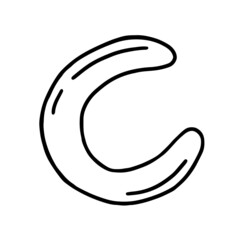 The letter C in a simple cute doodle style. An alphabet element highlighted on a white background. Vector illustration.