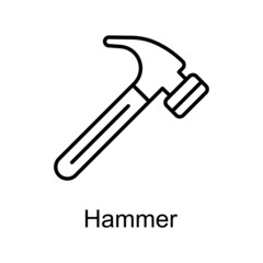 Hammer vector Outline Icon Design illustration. Home Improvements Symbol on White background EPS 10 File