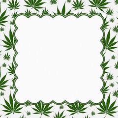 Naklejka premium Weed border with green cannabis on white