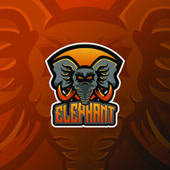 elephant mascot esport logo design