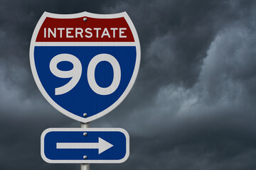 I-90 interstate USA highway road sign