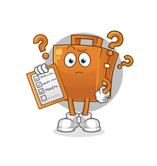 suitcase schedule list vector. cartoon character