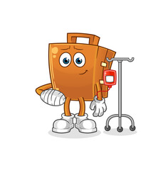 suitcase sick in IV illustration. character vector