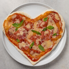 Pizza in the shape of a heart for Valentine's Day