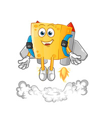 cheese with jetpack mascot. cartoon vector