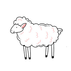 Sheep in a cute doodle style. Vector isolated illustration.