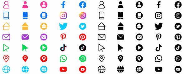 Social Media icon for all types company and advertising agency and graphic design project, Best icons for any design - obrazy, fototapety, plakaty