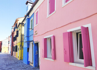 Fototapeta na wymiar Burano with colorful houses - Italy
