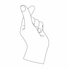 Korean finger heart symbol. Vector linear illustration of a heart-hand isolated on white background. Picture for Valentine's Day, a symbol of love, care, peace or support